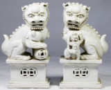 Asian Blanc de Chine Foo Dog Statues