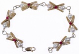 14k Gold, Pearl and Pink Sapphire Bracelet