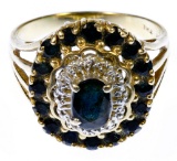 14k Gold, Sapphire and Diamond Ring