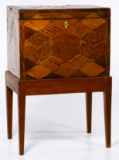 English Diminutive Parquetry Chest on Stand