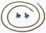 14k Gold and Diamond Earrings and Necklace
