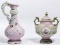 Moriage Ewer and Covered Vase