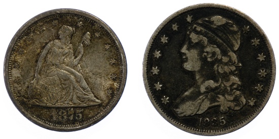 1835 25c and 1875-S 20c VG/VF