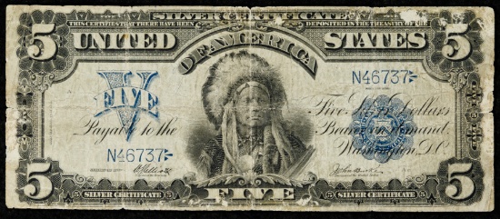 1899 $5 'Chief' Silver Certificate F