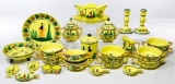 Quimper Stamp Signed Yellow Pottery Assortment