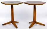 MCM Mahogany Veneer Hexagonal Tables by Heritage