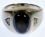 14k White Gold, Gray Sapphire and Diamond Ring
