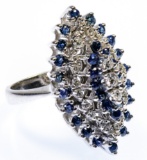 14k White Gold, Sapphire and Diamond Ring