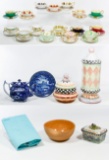MacKenzie Child, Tiffany & Co, English Teapot, Cup and Saucer Assortment