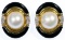 HK 14k Gold, Mabe Pearl, Onyx and Diamond Earrings
