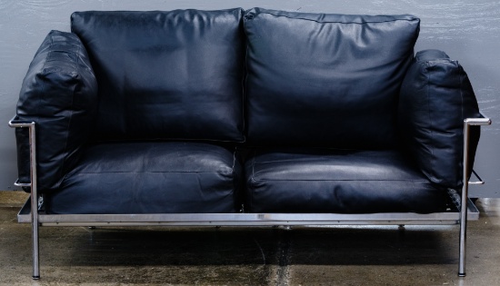 Chrome and Leather Love Seat (attributed to) Le Corbusier