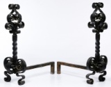 Arts and Crafts Metal Andirons