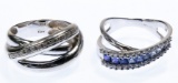 14k White Gold, Sapphire and Diamond Rings