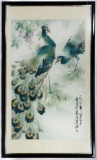 Henry Yue-Kee Wo (American / Chinese, b.1927) 'Peacocks' Watercolor