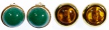 14k Gold and Jadeite Jade Clip Earrings