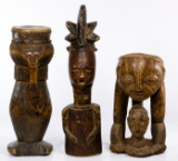 African Carved Wood Figures and Drum