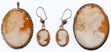 14k Gold and Carved Shell Cameo Jewelry