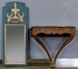 French Painted Hall Table and Mirror