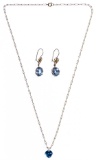 14k Gold and Light Blue Gemstone Pendant and Earrings