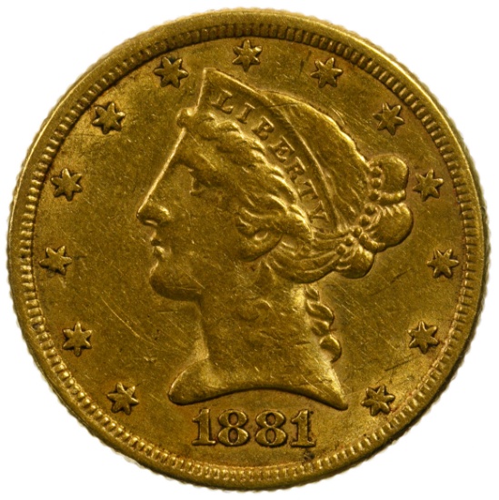1881 $5 Gold AU