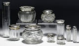 Sterling Silver Lidded Glass Vanity Jar Assortment
