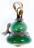 14k Gold, Jadeite Jade and Diamond Gourd Pendant
