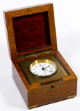 Matthew Norman Brass Desk Clock in Wood Box