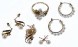 10k Gold, Pearl and Diamond Jewelry Assortment