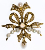 14k Gold, Pearl and Opal Brooch / Pendant