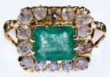 18k Gold, Emerald and Diamond Ring