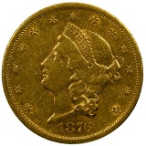 1876-S $20 Gold AU