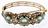 14k Rose Gold, Emerald and Diamond Bracelet