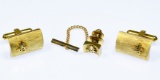 14k Gold Cuff Links and Tie Tack