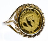 Fine (999) Panda Coin in 14k Gold Ring