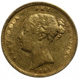 England: 1884 1/2 Sovereign Gold XF