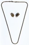 14k Multi-Color Gold Necklace and Earrings