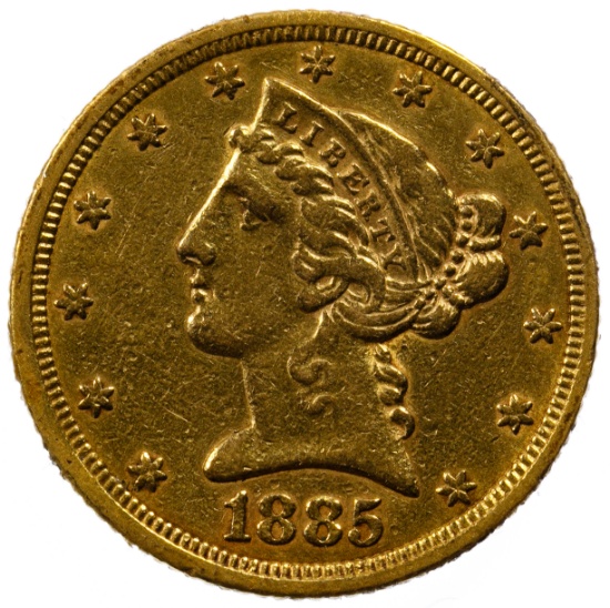 1885 $5 Gold AU Details