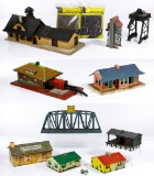 Model Train Building, Bridge and Tree Assortment