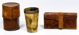 Civil War Era Drinking Cup with Leather Storage Case and Wallet