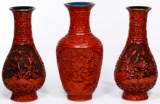 Asian Cinnabar Style Vase Assortment