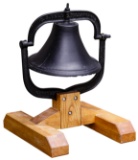 Cast Iron Bell Mounted on Wood Stand