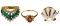 14k Gold and Semi-Precious Gemstone Ring Assortment