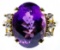 18k Gold, Amethyst and Diamond Ring