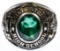 10k White Gold and Green Gemstone School Ring