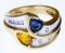 18k Two-Color Gold, Sapphire and Diamond Ring