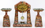 Marble Mantel Clock Garniture Set