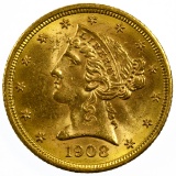 1908 $5 Gold Unc.