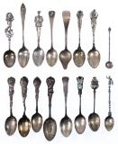 Sterling Silver and European Silver (800) Souvenir Spoon Assortment