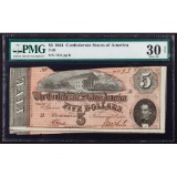 Confederate: 1864 $5 VF-30 NET PMG