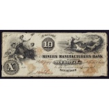 Obsolete: 1853 $10 Miners and Manufacturers Bank F/VF